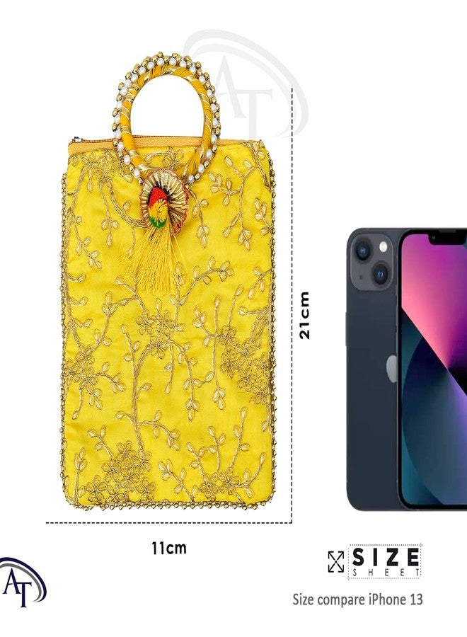 AT Ankit Traders Embroidered Potli Pouches for Women Pack of 6 | Potli Bags for Return Gifts, Purse for Ladies, Shagun for Home Functions & Wedding | Ideal for Lohri, Makar Sankranti & Pongal - Image 4